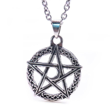 collier pendentif pentacle lune