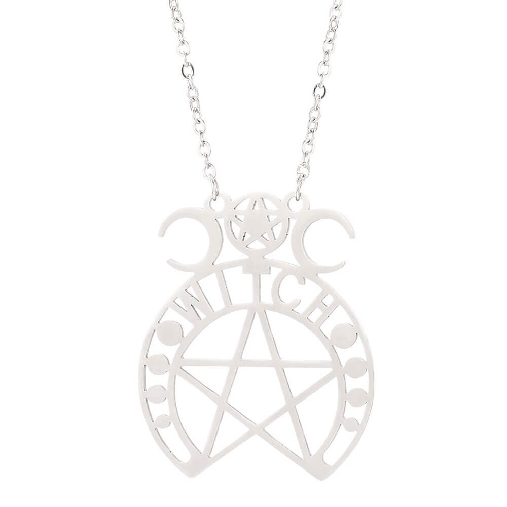 Coller Trple Lune Pentacle, Coller Wcca ,Déesse hécate, Amulette Coller Trple Lune Pentacle, Coller Wcca ,Déesse hécate, Amulette