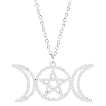 collier pendentif pentacle triple lune