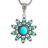 collier pendentif pierre turquoise cristaux soleil