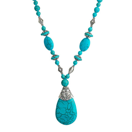 collier pendentif amulette pierre turquoise