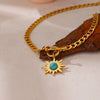 collier pendentif soleil turquoise or
