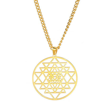 collier pendentif sri yantra or