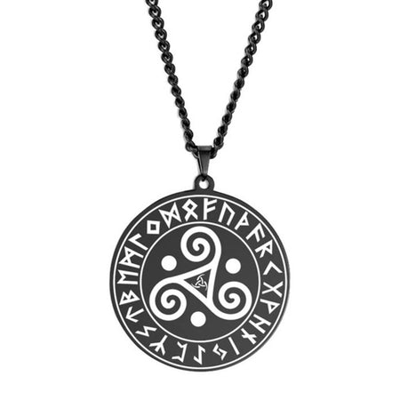 collier pendentif triskel celte breton runes viking noir