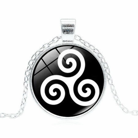 collier pendentif triskel celte breton argent noir