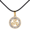 collier pendentif triskel celtique cristaux or