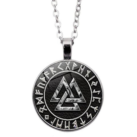 collier pendentif valknut viking noir