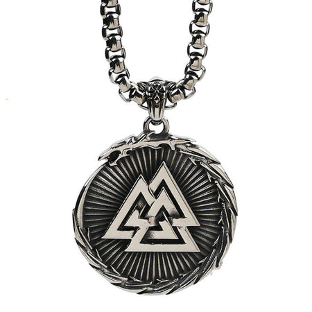 collier pendentif valknut boussole viking vegvisir