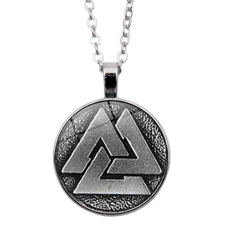 collier pendentif valknut viking gris