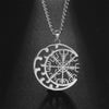 collier pendentif lune vegvisir argent