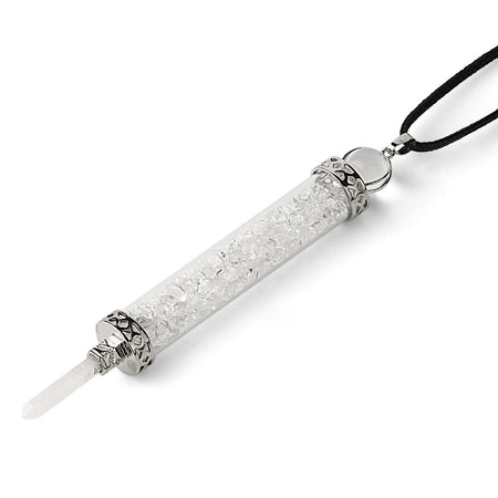 collier pendentif fiole cristal de roche