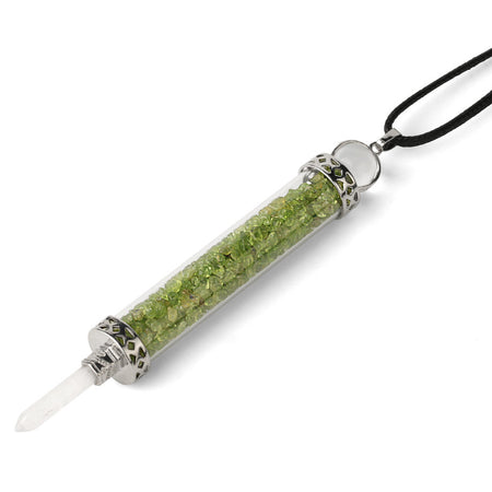collier pendentif fiole olivine verte