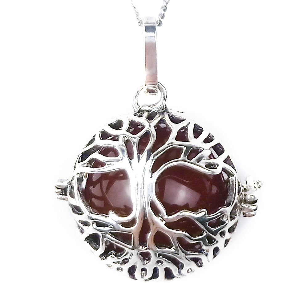 collier pendentif arbre de vie perle agate rouge