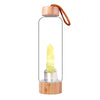 gourde bouteille eau verre pierre cristal citrine jaune