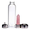 gourde bouteille eau verre pierre cristal quartz rose
