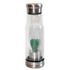 gourde bouteille eau verre pierre cristal aventurine verte