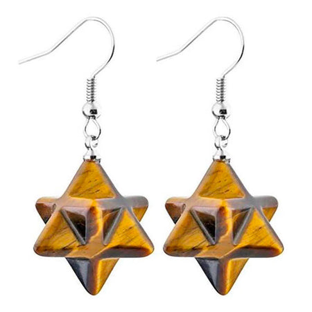 boucle oreille merkaba oeil de tigre