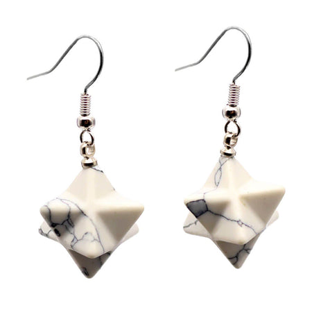 boucle oreille merkaba turquoise blanche