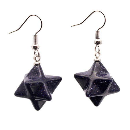 boucle oreille merkaba pierre sable bleu