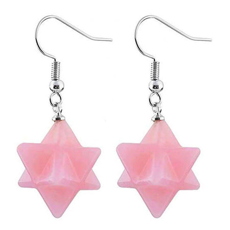 boucle oreille merkaba quartz rose