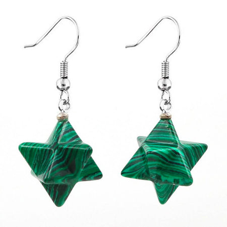 boucle oreille merkaba malachite