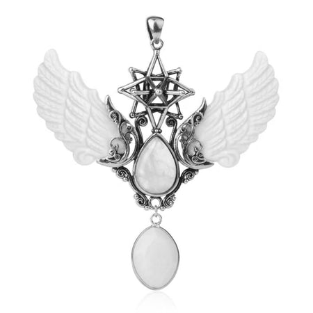 pendentif aile ange merkaba cristal de roche