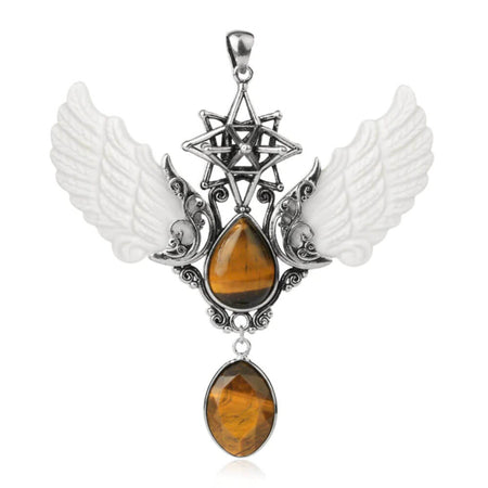 pendentif aile ange merkaba oeil de tigre