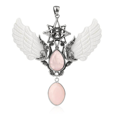 pendentif aile ange merkaba quartz rose