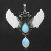 pendentif aile ange merkaba opale blanche