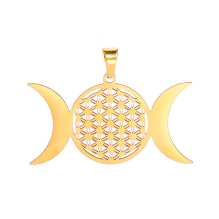 pendentif fleur de vie triple lune or