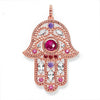 pendentif main de fatma khamsa or rose cristaux