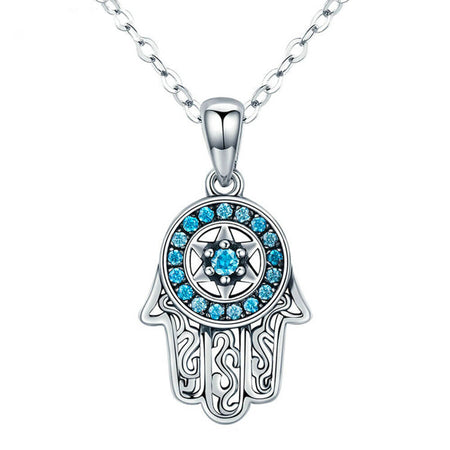 collier pendentif main fatma khamsa cristaux