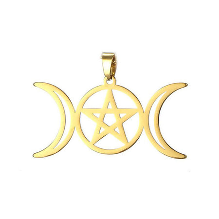 pendentif pentacle triple lune or