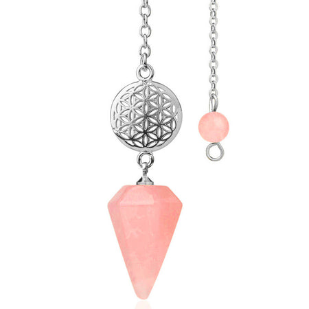 pendule divinatoire oui non fleur de vie quartz rose cerise