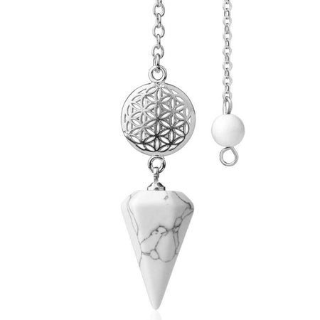 pendule divinatoire oui non fleur de vie turquoise blanche