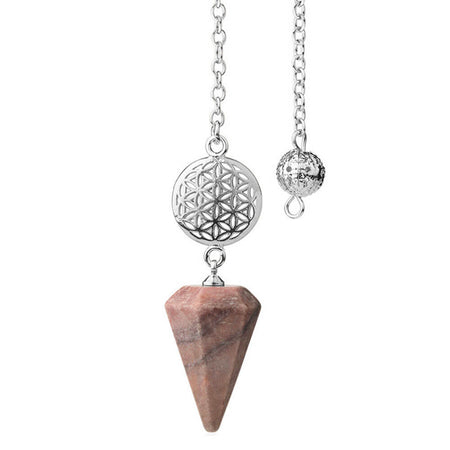 pendule divinatoire oui non Rhodonite fleur de vie