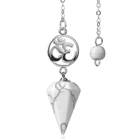 pendule divinatoire oui non symbole aum turquoise blanche