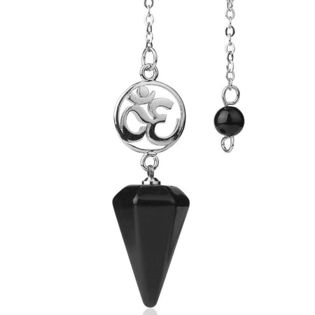 pendule divinatoire oui non symbole aum obsidienne noire
