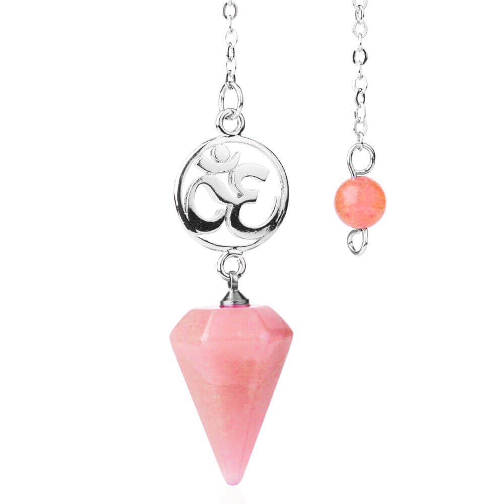 pendule divinatoire oui non symbole aum quartz rose cerise