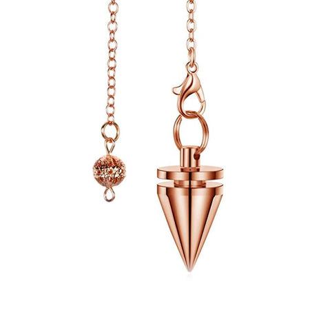pendule divinatoire oui non metal pointe or rose