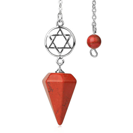 pendule oui non divinatoire pentacle jaspe rouge