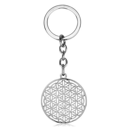 porte clef fleur de vie argent