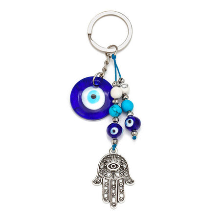 porte clé protection oeil bleu grec main de fatma nazar boncuk