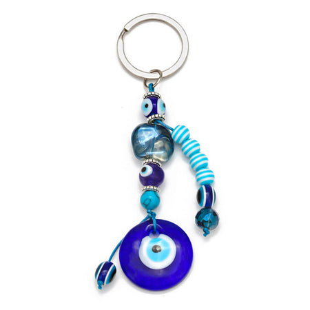 porte clé protection oeil bleu grec perle cristal nazar boncuk