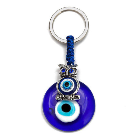 porte clé protection oeil bleu grec hibou nazar boncuk